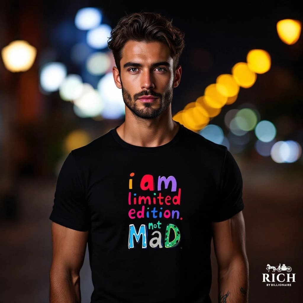Men's Graphic T-Shirt – Bold Statement Casual Tee, 100% Cotton, 180 GSM (S to XXL) | Message: I Am Limited Edition, Not Mad