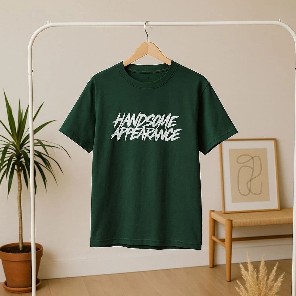 Men’s Stylish Graphic Polo T-Shirt – "Handsome Appearance" Front Print & Back Design | Comfortable Trendy Casual Wear | Available in Green, Blue & Yellow