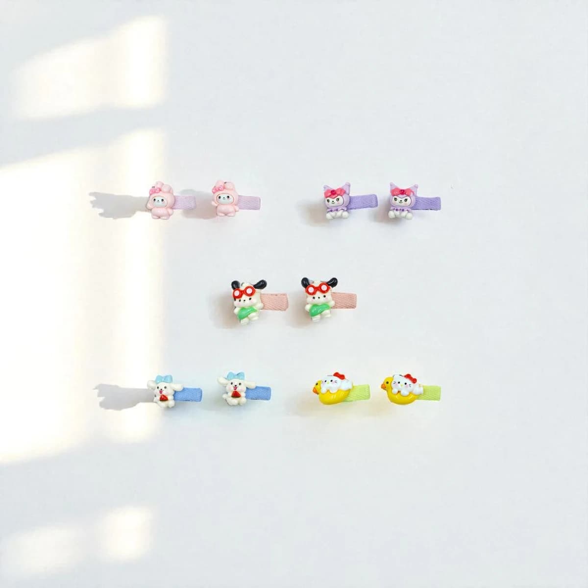 5-Pair Kids Cartoon Hair Clips Set – Soft Band Girl Accessories with Cute Animal Designs for Daily Styling and Birthday Gifting